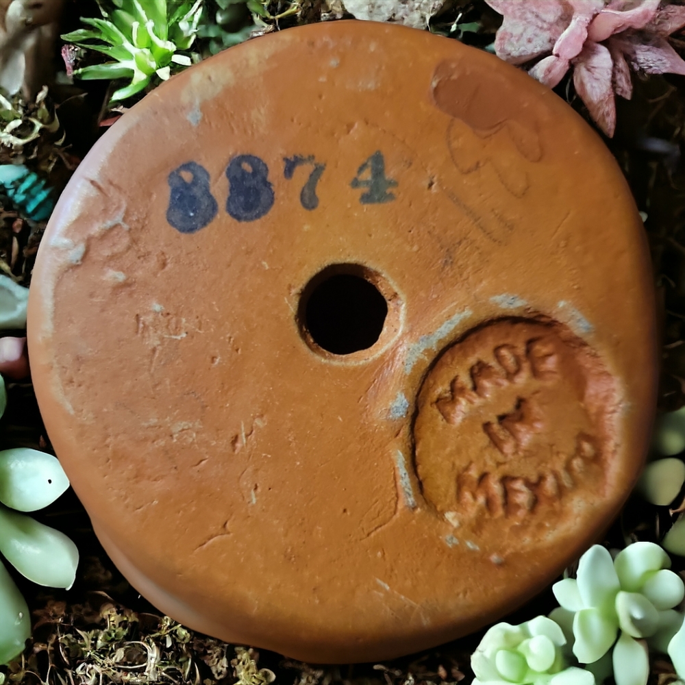 Vtg Red Clay Pottery Mexico Planter Pot Handmade Geometric Design #8874 Signed - Picture 6 of 7